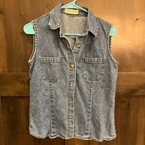 Button Down Denim vest 
Western style